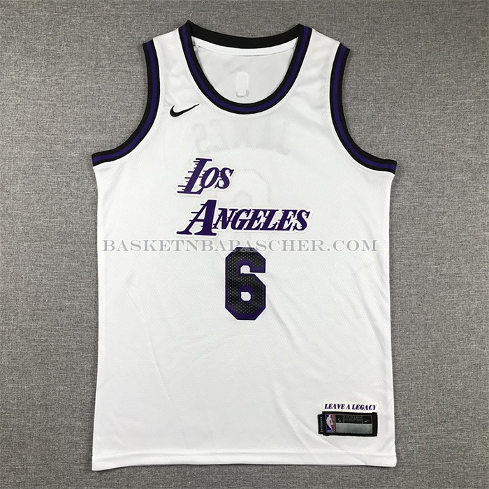 Maillot Enfant Los Angeles Lakers LeBron James NO 6 Ville 2022-23 Blanc